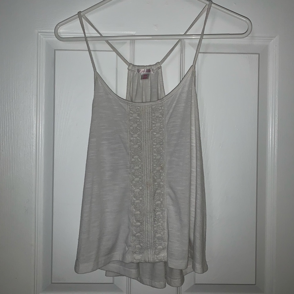Off-white tank top with lace detail